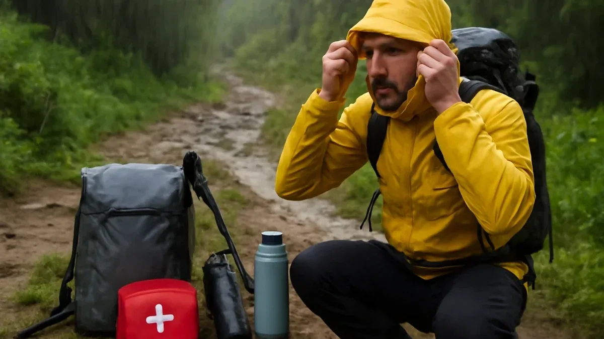 Come sistemare un impermeabile bagnato nello zaino da viaggio